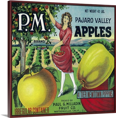 P.M. Apple Crate Label, Watsonville, CA