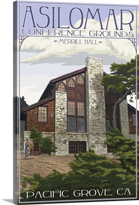Pacific Grove, California Asilomar Conference Grounds, Merrill Hall: Retro Travel Poster