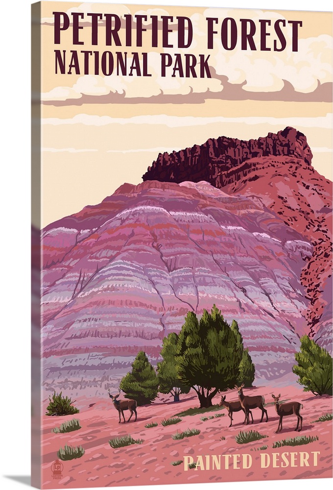 Painted Desert - Petrified Forest National Park: Retro Travel Poster