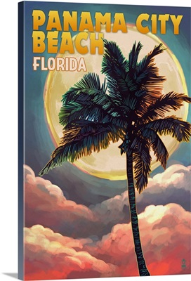Panama City Beach, Florida, Palm and Moon