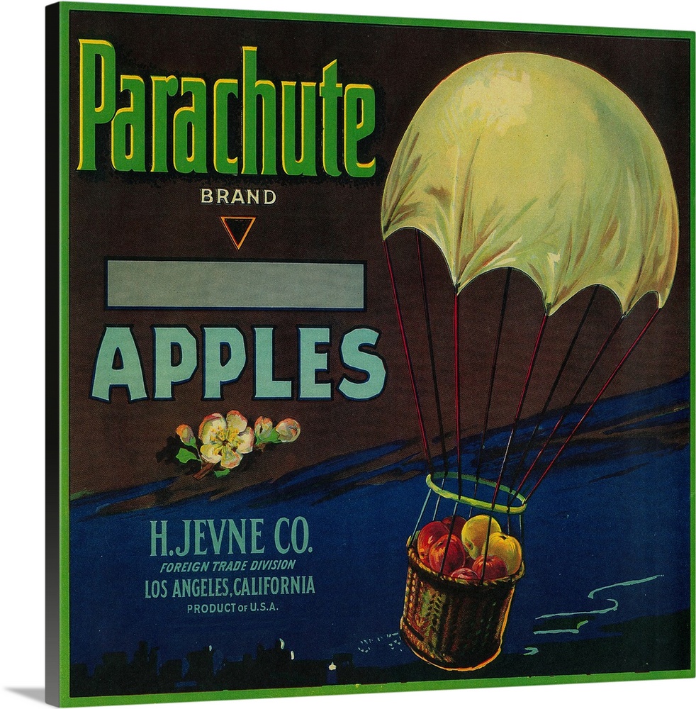 Parachute Apple Crate Label, Los Angeles, CA