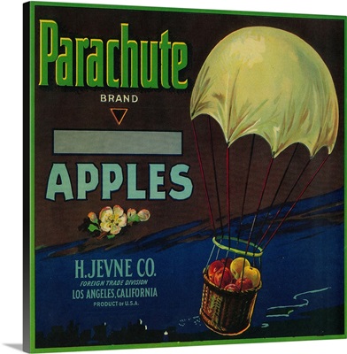 Parachute Apple Crate Label, Los Angeles, CA
