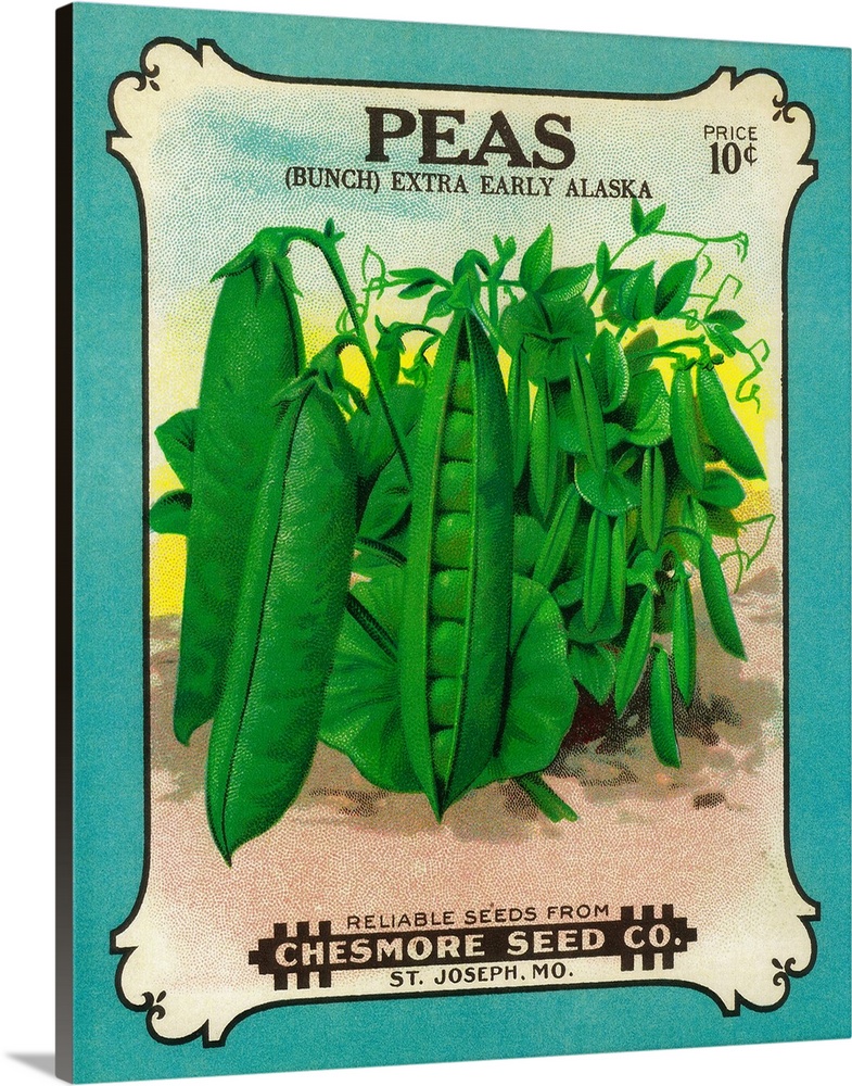 A vintage label from a seed packet for peas.
