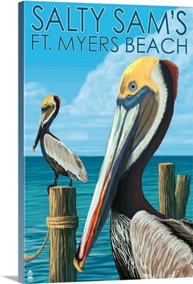Pelicans, Salty Sam's, Ft. Myers Beach, Florida