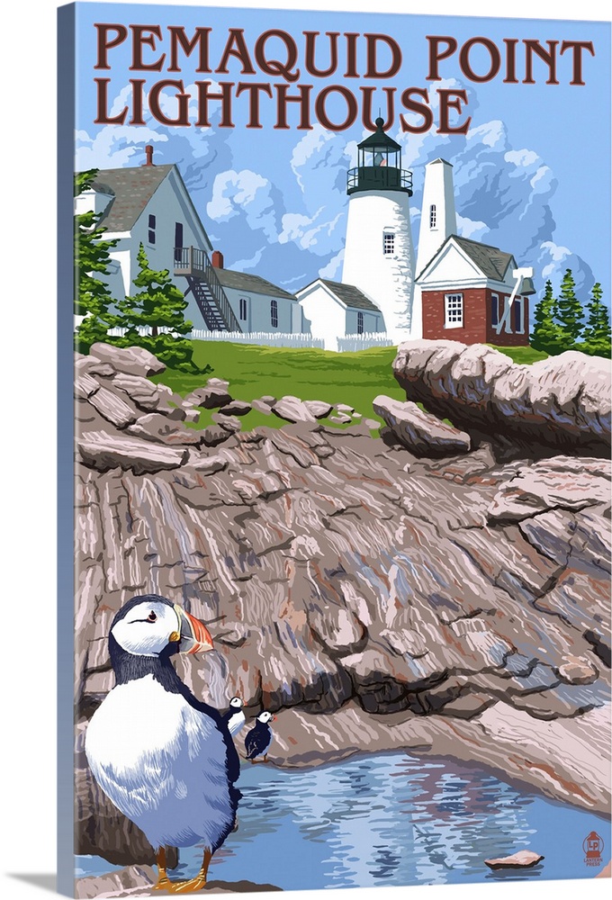 Pemaquid Lighthouse - Maine: Retro Travel Poster