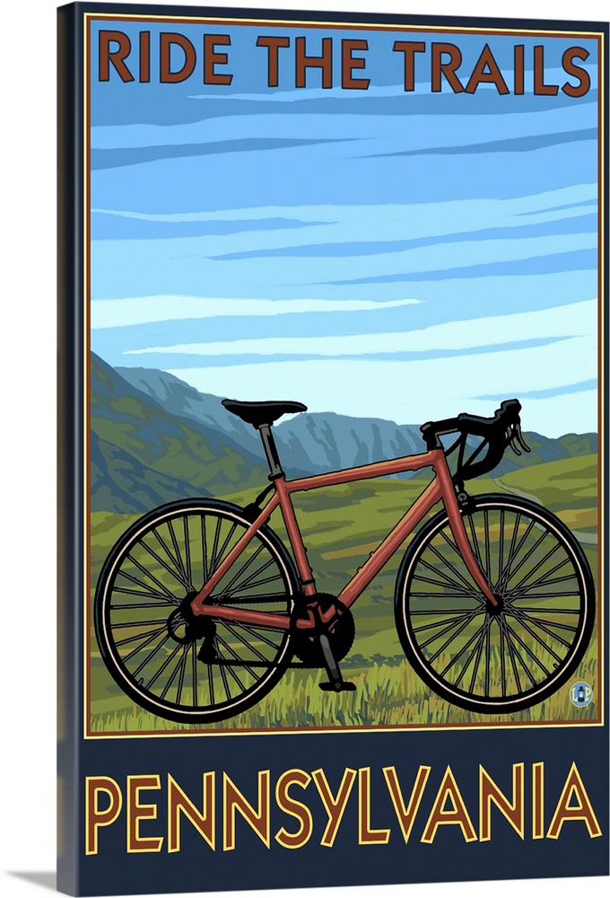 Pennsylvania - Mountain Bike Scene: Retro Travel Poster