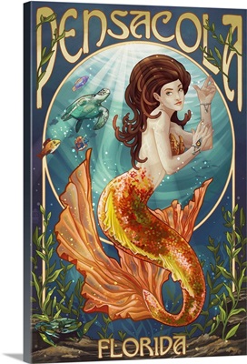 Pensacola, Florida - Mermaid: Retro Travel Poster