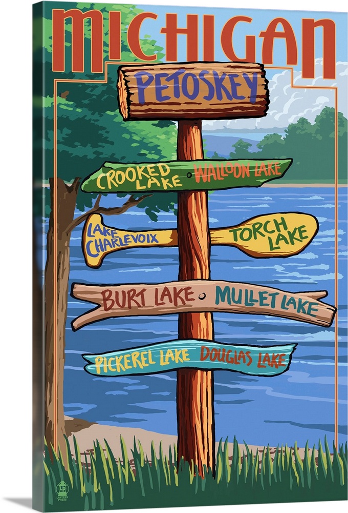 Petoskey, Michigan - Sign Destinations: Retro Travel Poster