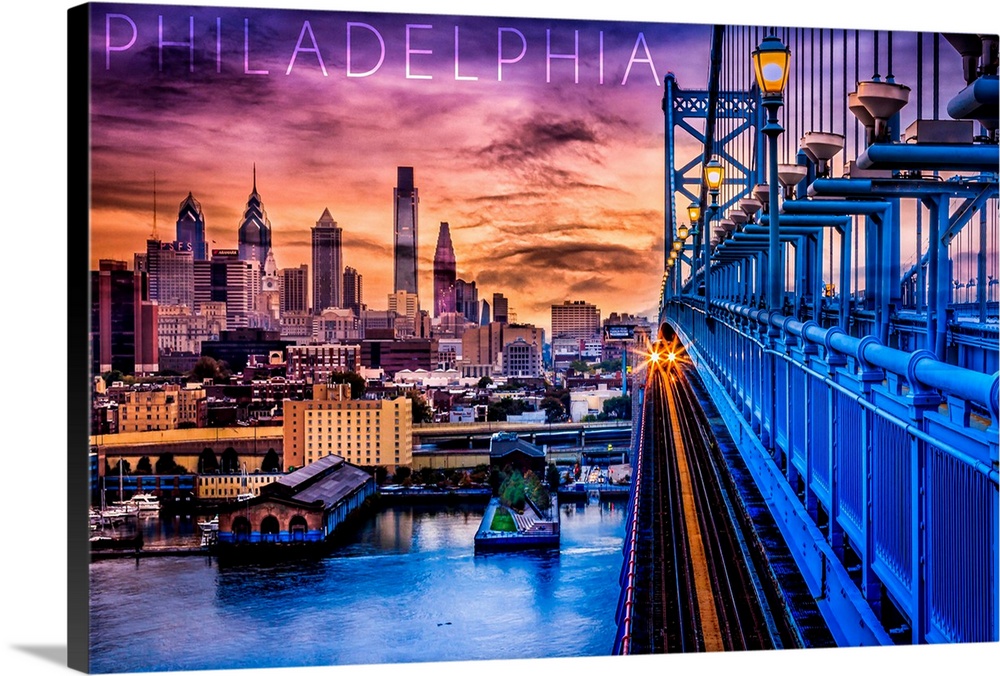 Philadelphia, Pennsylvania, Skyline and Bridge Sunset
