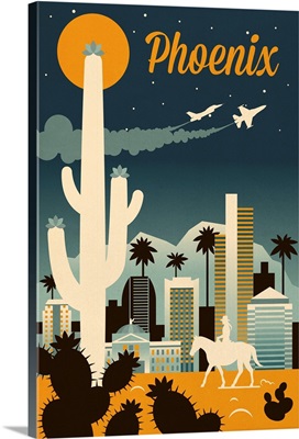 Phoenix, Arizona - Retro Skyline Series