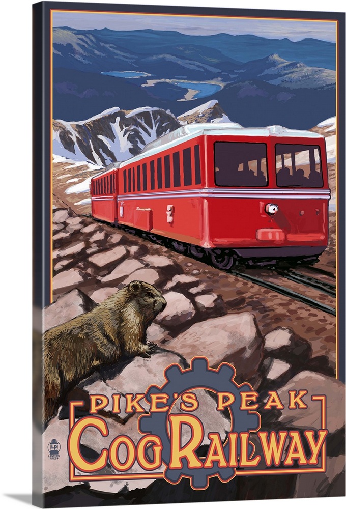 Pikes Peak Cog Railway - Swiss Locomotive: Retro Travel Poster