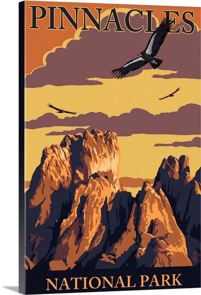 Pinnacles National Park - Condors: Retro Travel Poster