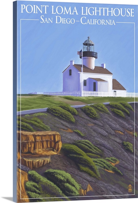 Point Loma Lighthouse - San Diego, California: Retro Travel Poster