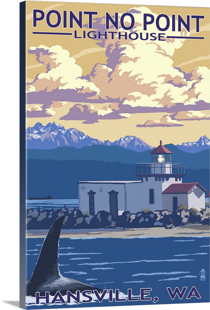 Point No Point Lighthouse - Hansville, WA: Retro Travel Poster