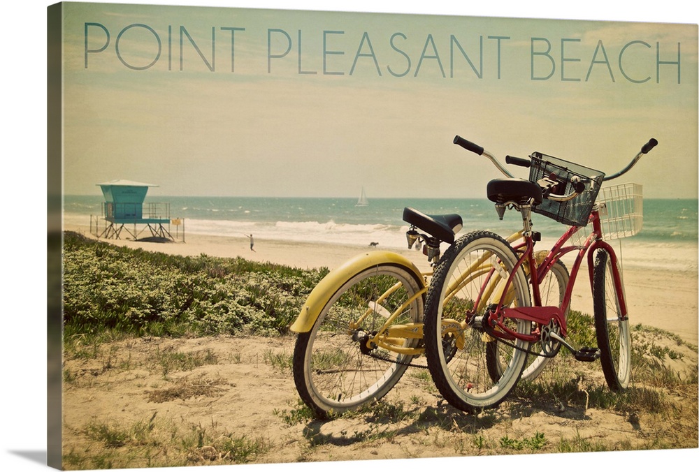 Point Pleasant Beach, New Jersey, Bicycles and Beach Scene