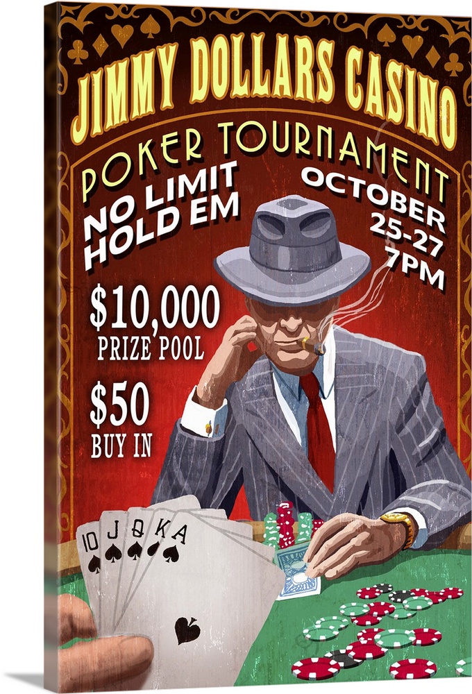 Poker Tournament, Vintage Sign