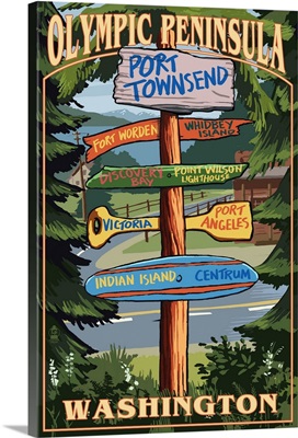 Port Townsend, Washington - Port Townsend Destinations Sign: Retro Travel Poster