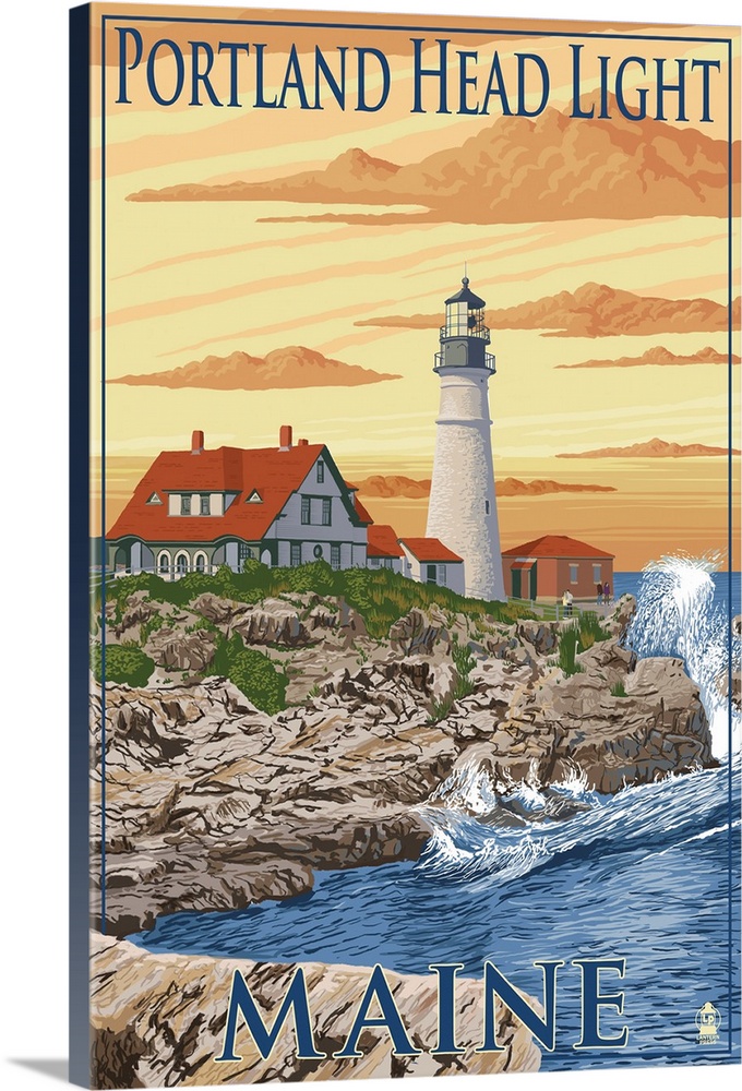 Portland Head Light - Portland, Maine: Retro Travel Poster