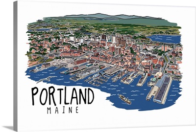 Portland, Maine - Line Drawing