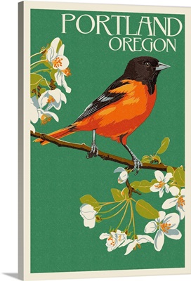 Portland, Oregon - Oriole Letterpress : Retro Travel Poster