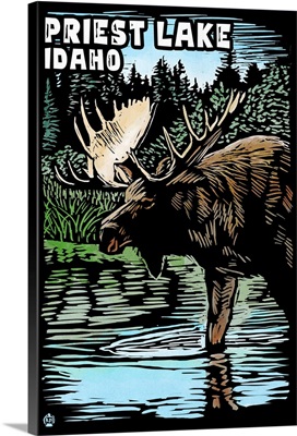 Priest Lake, Idaho, Moose Scratchboard