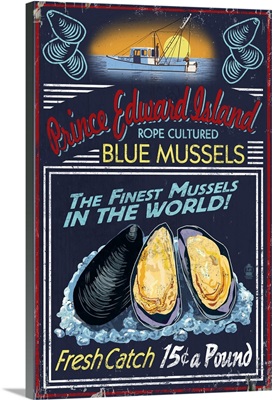 Prince Edward Island - Mussels Vintage Sign