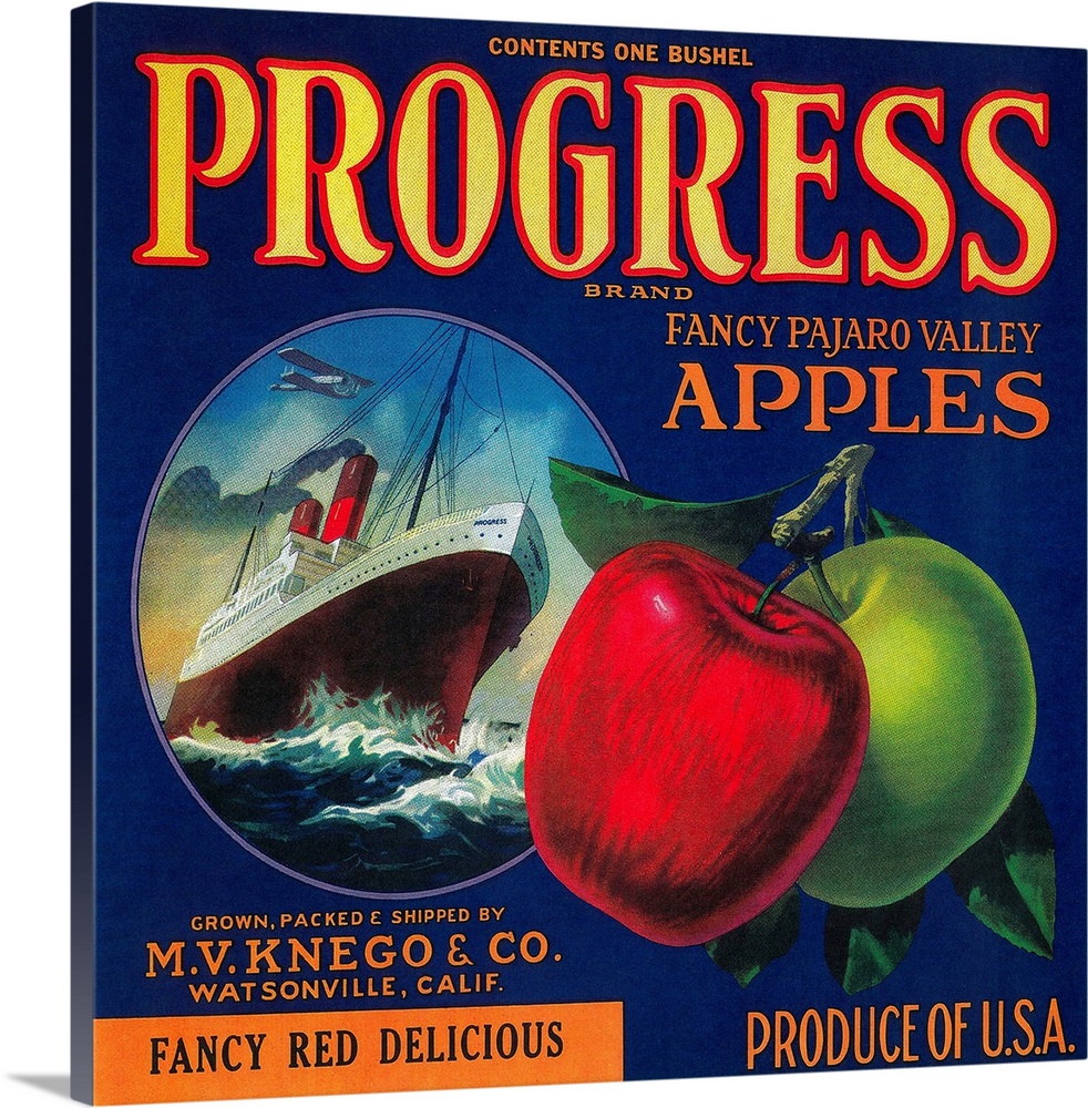 Progress Apple Crate Label, Watsonville, CA