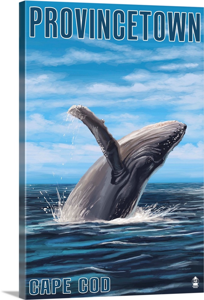 Provincetown, Massachusetts - Humback Whale: Retro Travel Poster