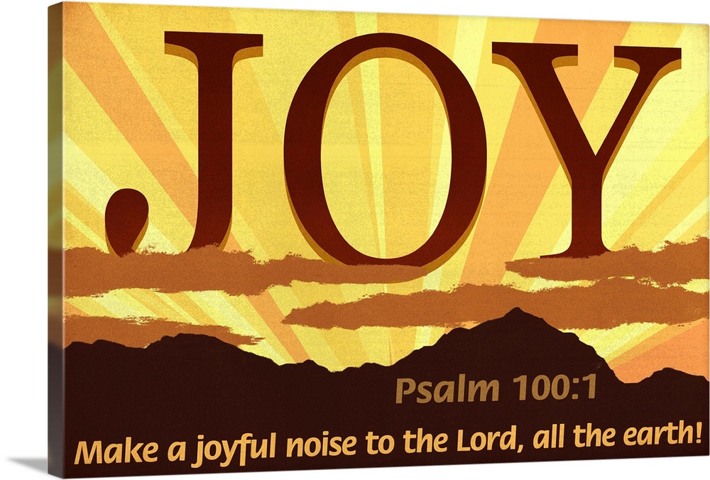 Psalm 100:1 - Inspirational - Lantern Press Artwork: Retro Travel Poster
