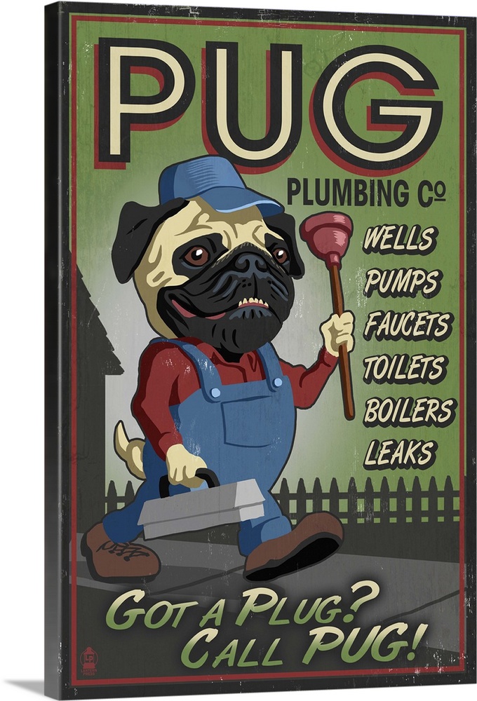 Pug, Retro Plumbing Ad