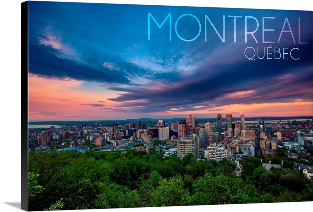 Quebec, Canada, Montreal Skyline at Night