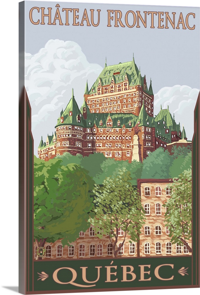 Quebec City, Canada - Chateau Frontenac: Retro Travel Poster