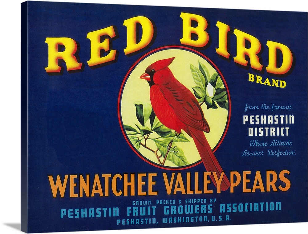 Red Bird Pear Crate Label, Pashastin, WA