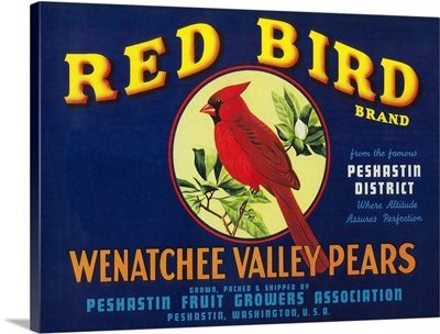Red Bird Pear Crate Label, Pashastin, WA