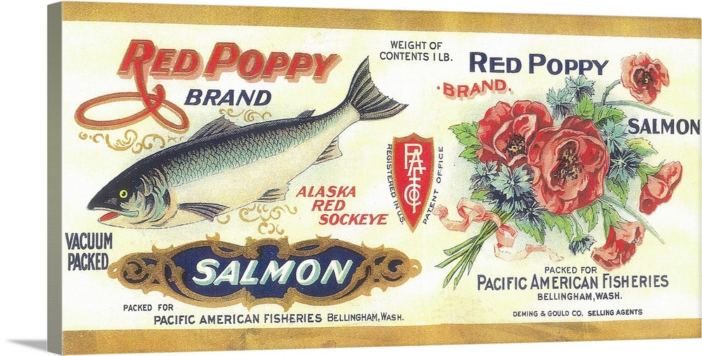 A vintage label from a can of salmon.