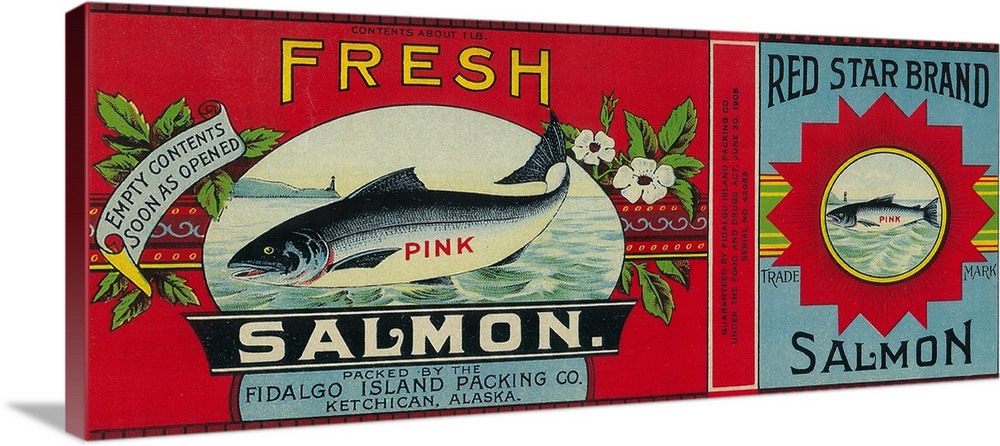 A vintage label from a can of salmon.