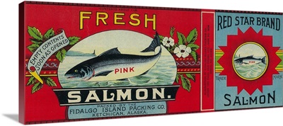 Red Star Salmon Can Label, Ketchikan, AK