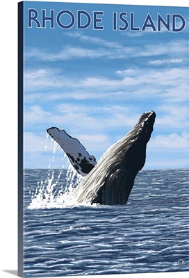 Rhode Island - Humpback Whale: Retro Travel Poster