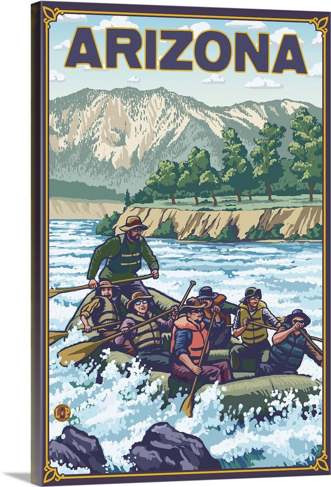 River Rafting - Arizona: Retro Travel Poster