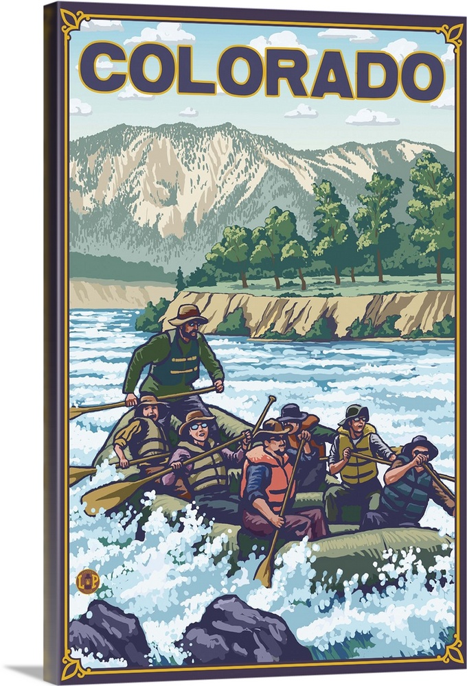 River Rafting - Colorado: Retro Travel Poster