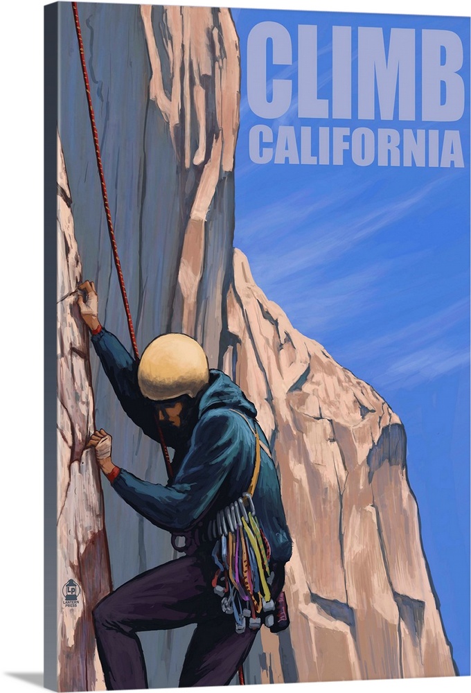 Rock Climber - California: Retro Travel Poster