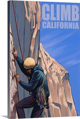 Rock Climber - California: Retro Travel Poster