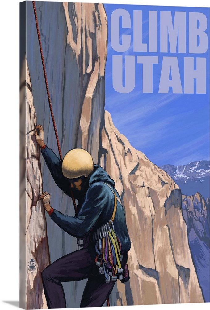 Rock Climber - Utah: Retro Travel Poster