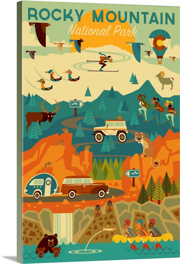 Rocky Mountain National Park, Adventure: Graphic Travel Poster