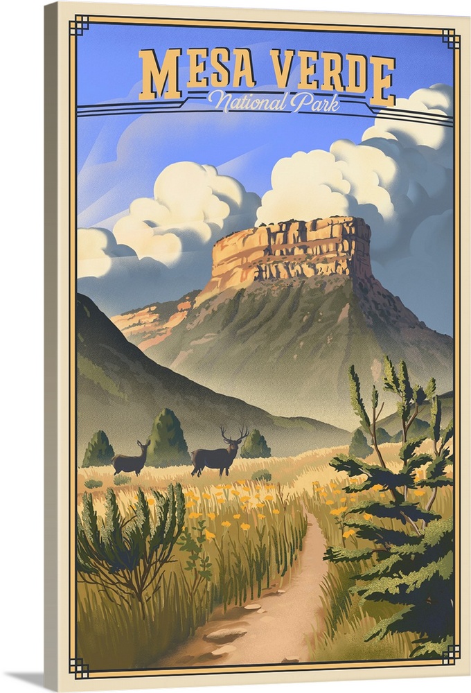 Rocky Mountain National Park, Point Lookout: Retro Travel Poster