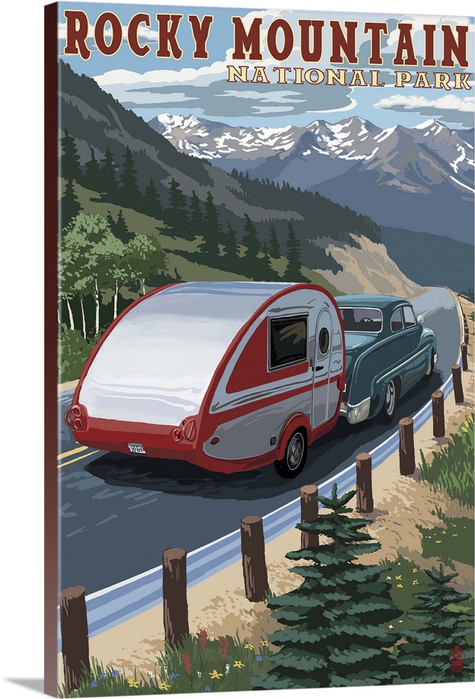 Rocky Mountain National Park - Retro Camper: Retro Travel Poster