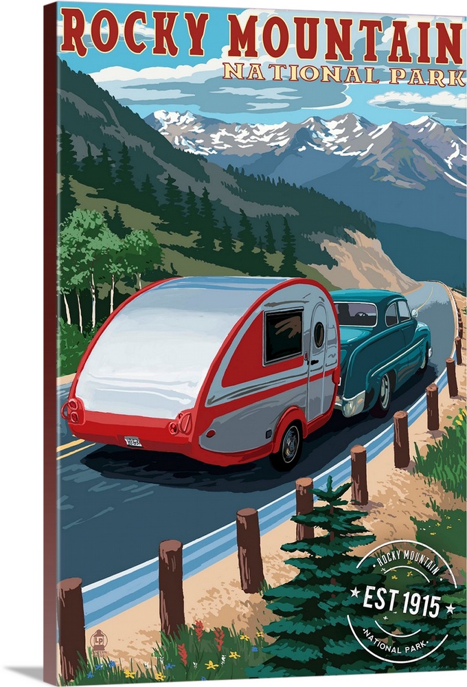 Rocky Mountain National Park, Retro Camper, Rubber Stamp