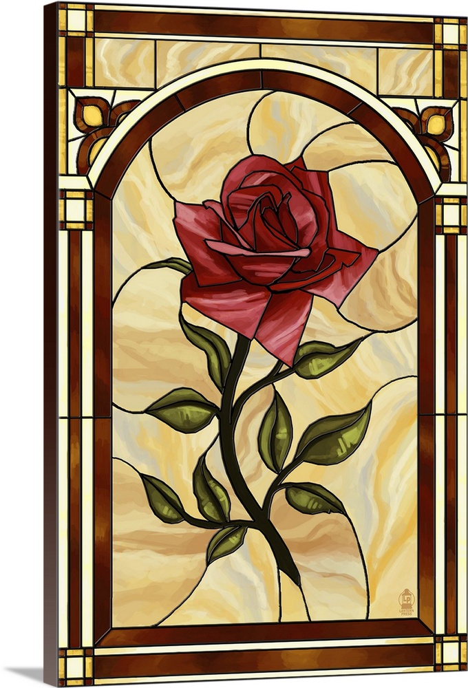 Rose Stained Glass: Retro Poster Art