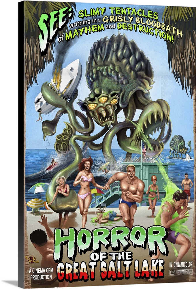 Salt Lake City, Utah -  Alien Attack Horror: Retro Travel Poster