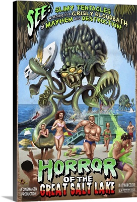 Salt Lake City, Utah -  Alien Attack Horror: Retro Travel Poster